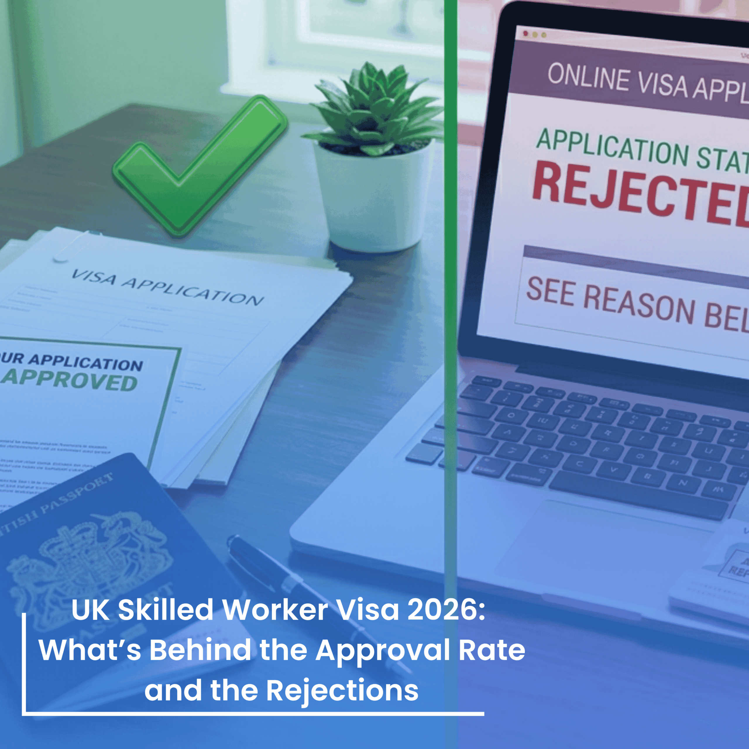 Skilled Worker Visa UK 2026 information showing approval rates, refusal reasons, salary requirements, and visa extension guidance.
