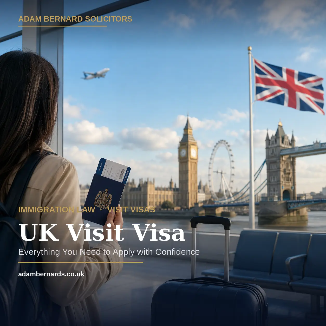 UK Visit Visa - in hand of girl, looking at tower bridge